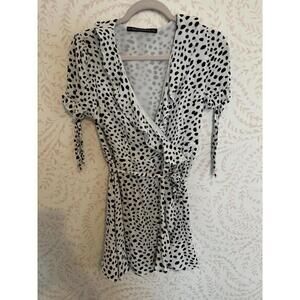 NWOT Haute Rogue Dalmation Polka Dot Wrap Dress